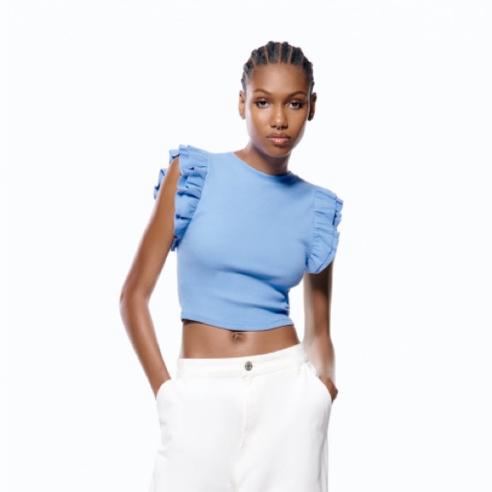 Zara ruffled sleeveless top